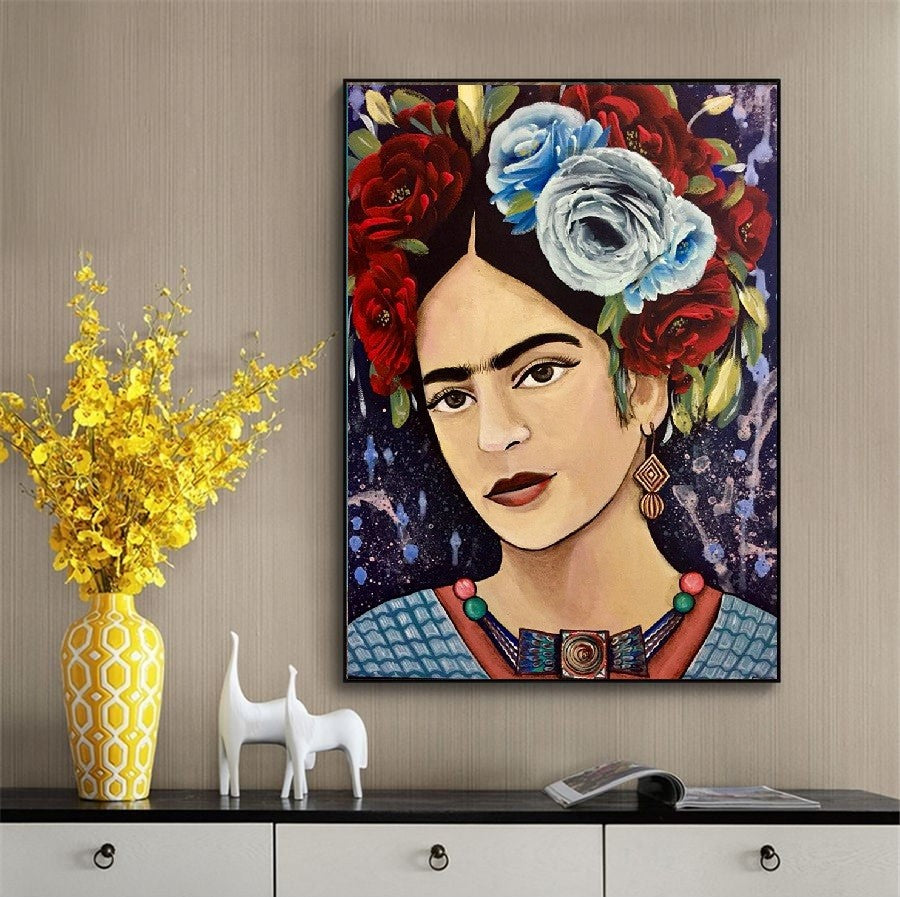 Frida with Blue Rose