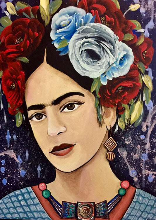 Frida with Blue Rose